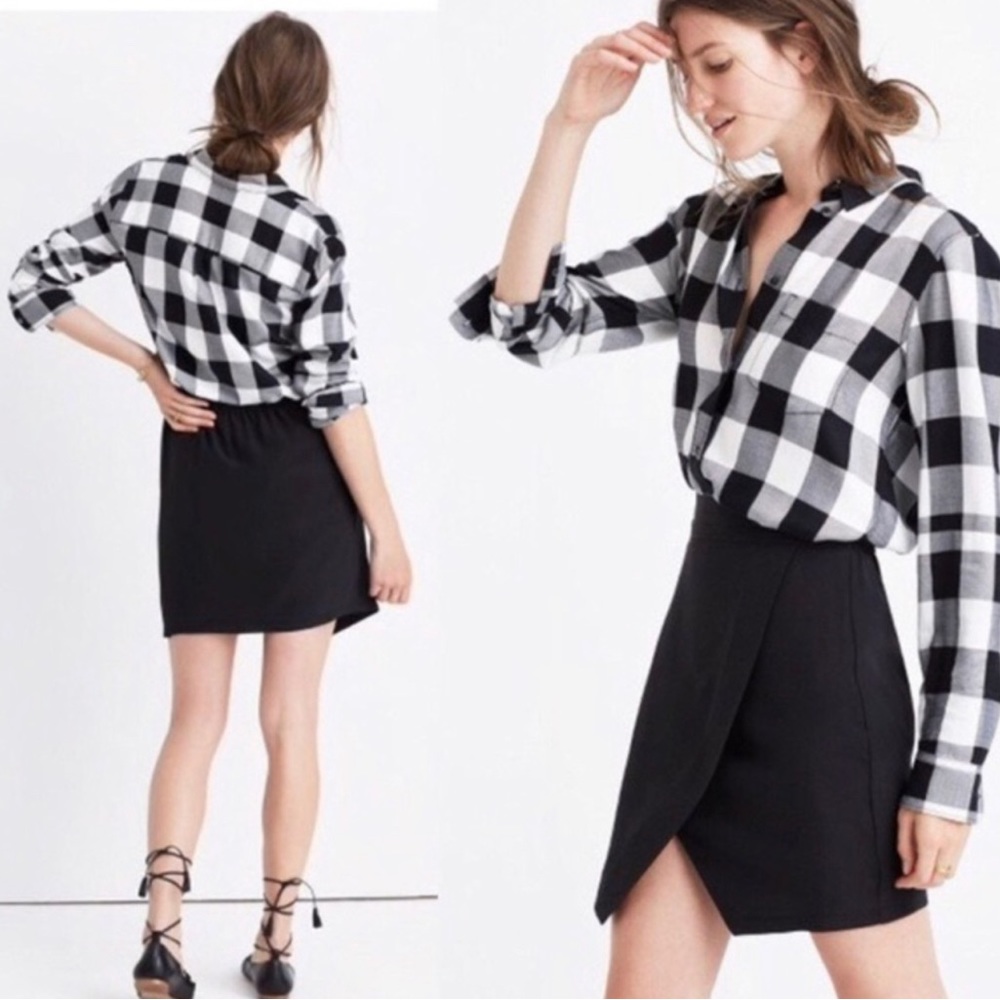 Madewell Silk Parkway Mini Skirt Black Size M